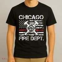 Custom Fire Department Thin Red Line Flag Personalize City Or State T-Shirt thumb 3