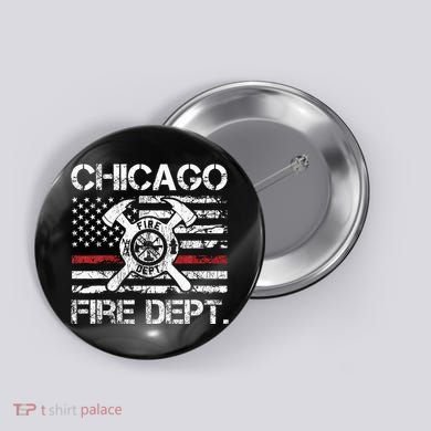 Custom Fire Department Thin Red Line Flag Personalize City Or State Button