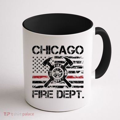 Custom Fire Department Thin Red Line Flag Personalize City Or State Coffee Mug back