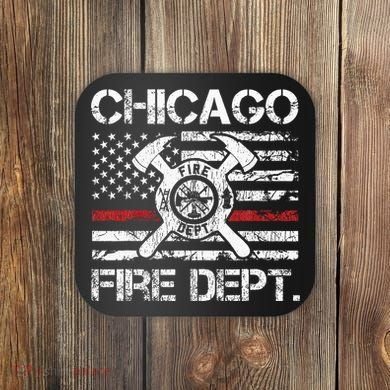 Custom Fire Department Thin Red Line Flag Personalize City Or State Coaster