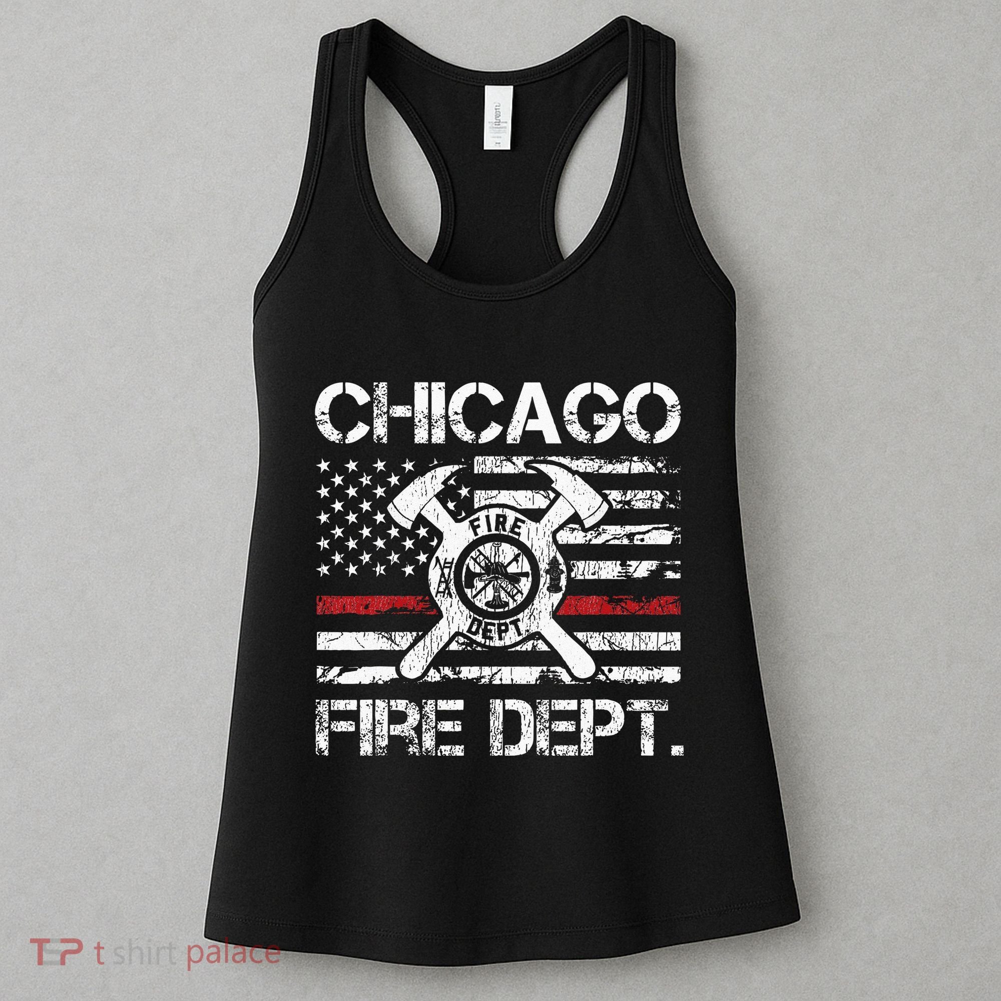 Custom Fire Department Thin Red Line Flag Personalize City Or State Women's Tank Top