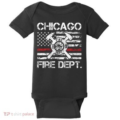 Custom Fire Department Thin Red Line Flag Personalize City Or State Baby Bodysuit