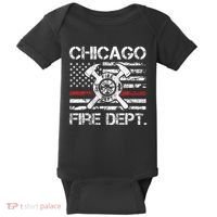 Custom Fire Department Thin Red Line Flag Personalize City Or State Baby Bodysuit thumb 0
