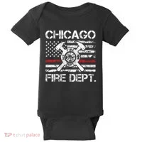 Custom Fire Department Thin Red Line Flag Personalize City Or State Baby Bodysuit thumb 0
