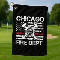 Custom Fire Department Thin Red Line Flag Personalize City Or State Golf Towel thumb 1