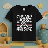 Custom Fire Department Thin Red Line Flag Personalize City Or State Toddler T-Shirt thumb 3