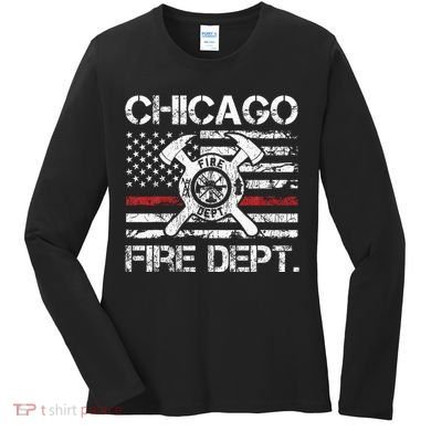 Custom Fire Department Thin Red Line Flag Personalize City Or State Women's Long Sleeve Shirt
