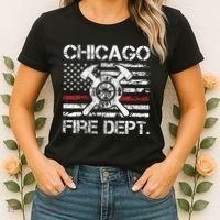 Custom Fire Department Thin Red Line Flag Personalize City Or State Women's T-Shirt thumb 2