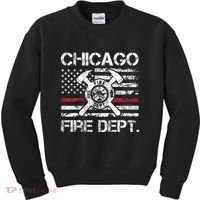 Custom Fire Department Thin Red Line Flag Personalize City Or State Kids Sweatshirt thumb 0