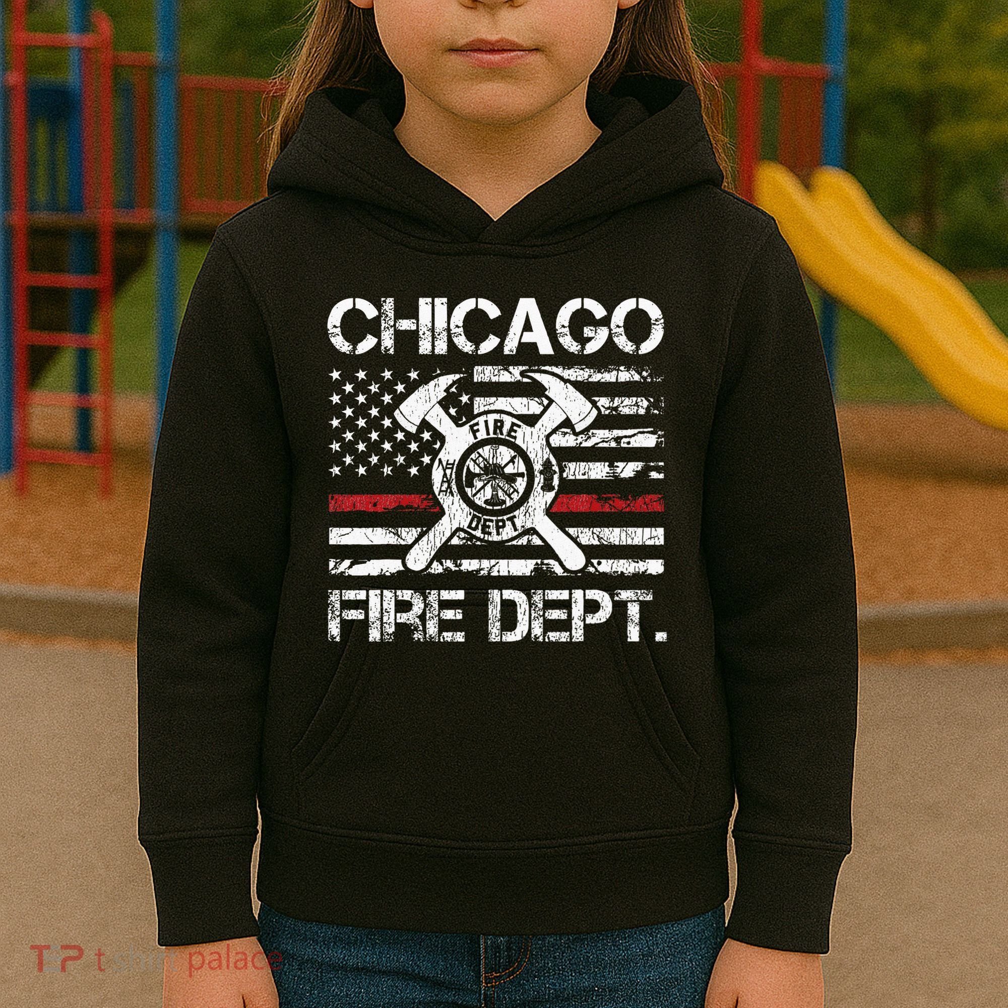 Custom Fire Department Thin Red Line Flag Personalize City Or State Kids Hoodie