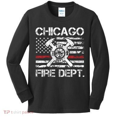 Custom Fire Department Thin Red Line Flag Personalize City Or State Kids Long Sleeve Shirt