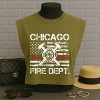 Custom Fire Department Thin Red Line Flag Personalize City Or State Garment-Dyed Women's Muscle Tee thumb 3