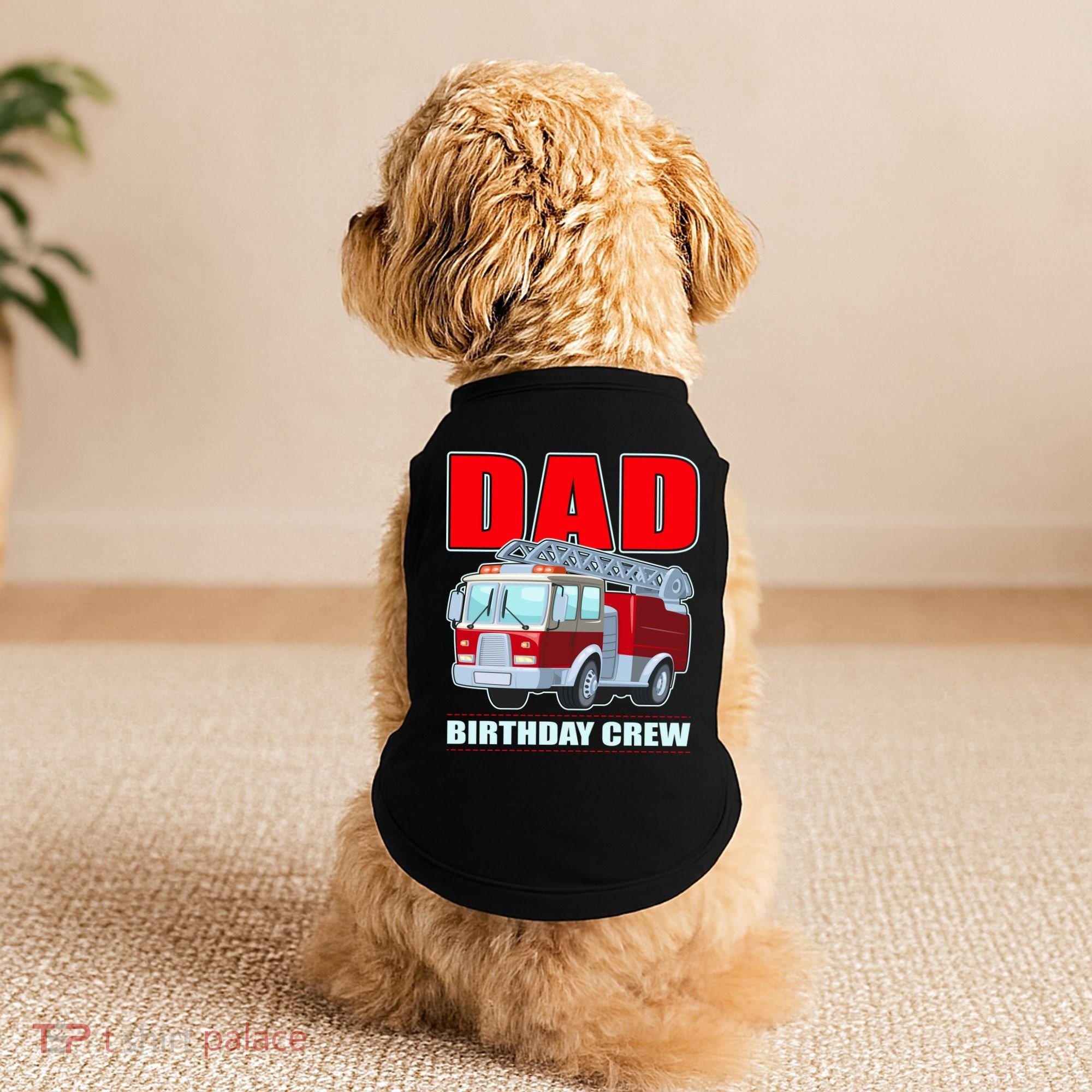 Cute Funny Dad Birthday Crew Firetruck Doggie Tank