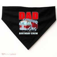 Cute Funny Dad Birthday Crew Firetruck USA-Made Doggie Bandana thumb 0