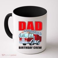 Cute Funny Dad Birthday Crew Firetruck Coffee Mug thumb 0