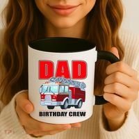 Cute Funny Dad Birthday Crew Firetruck Coffee Mug thumb 3