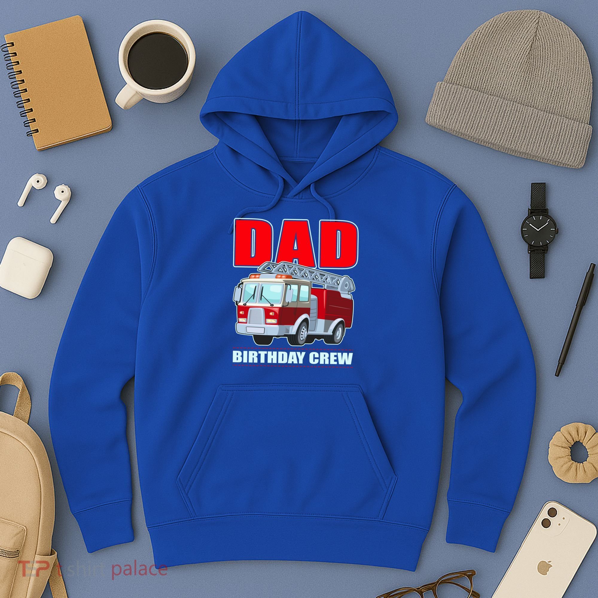 Cute Funny Dad Birthday Crew Firetruck Hoodie