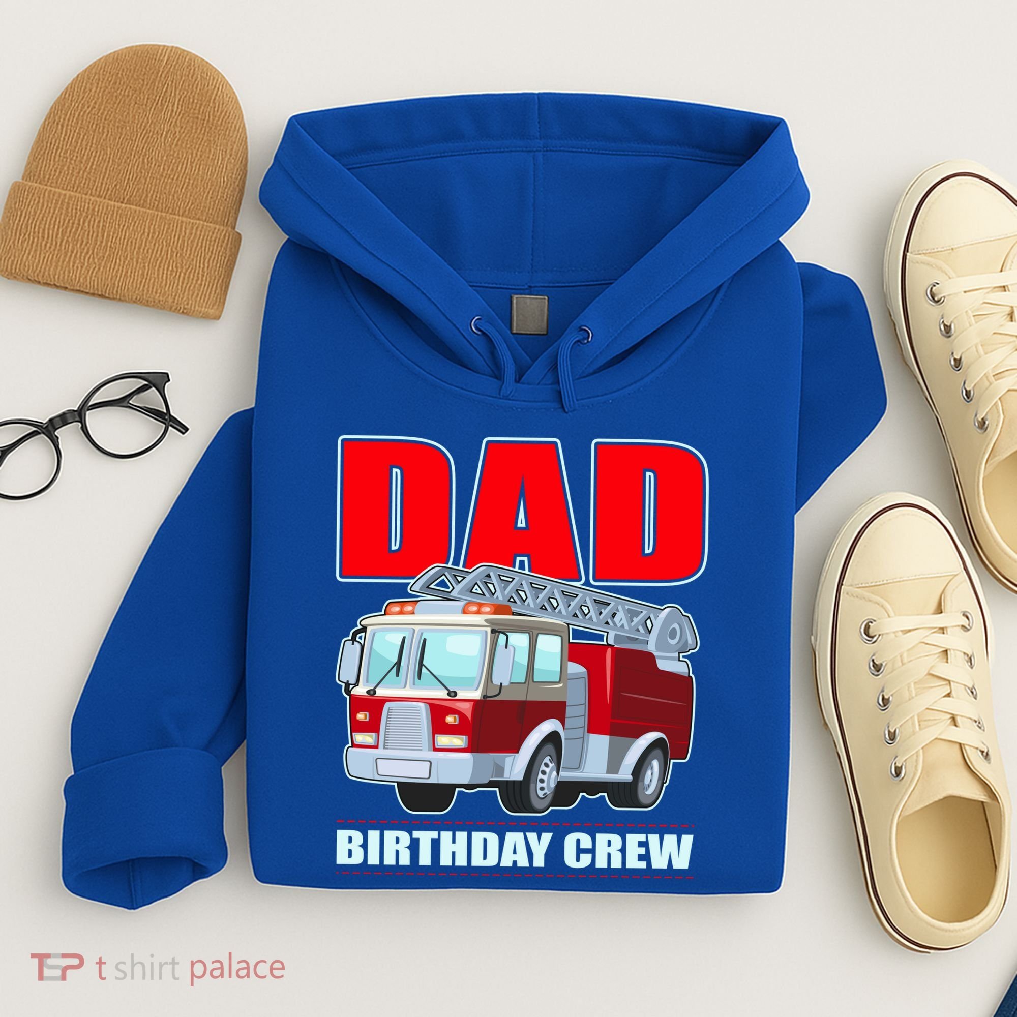 Cute Funny Dad Birthday Crew Firetruck Hoodie