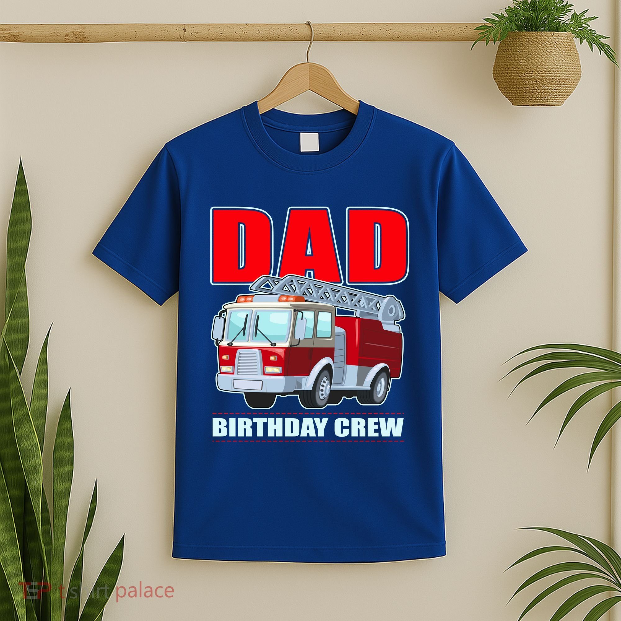 Cute Funny Dad Birthday Crew Firetruck T-Shirt