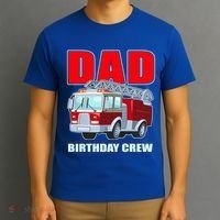 Cute Funny Dad Birthday Crew Firetruck T-Shirt thumb 3