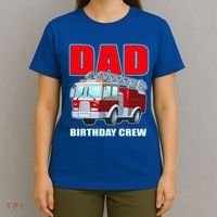 Cute Funny Dad Birthday Crew Firetruck T-Shirt thumb 4