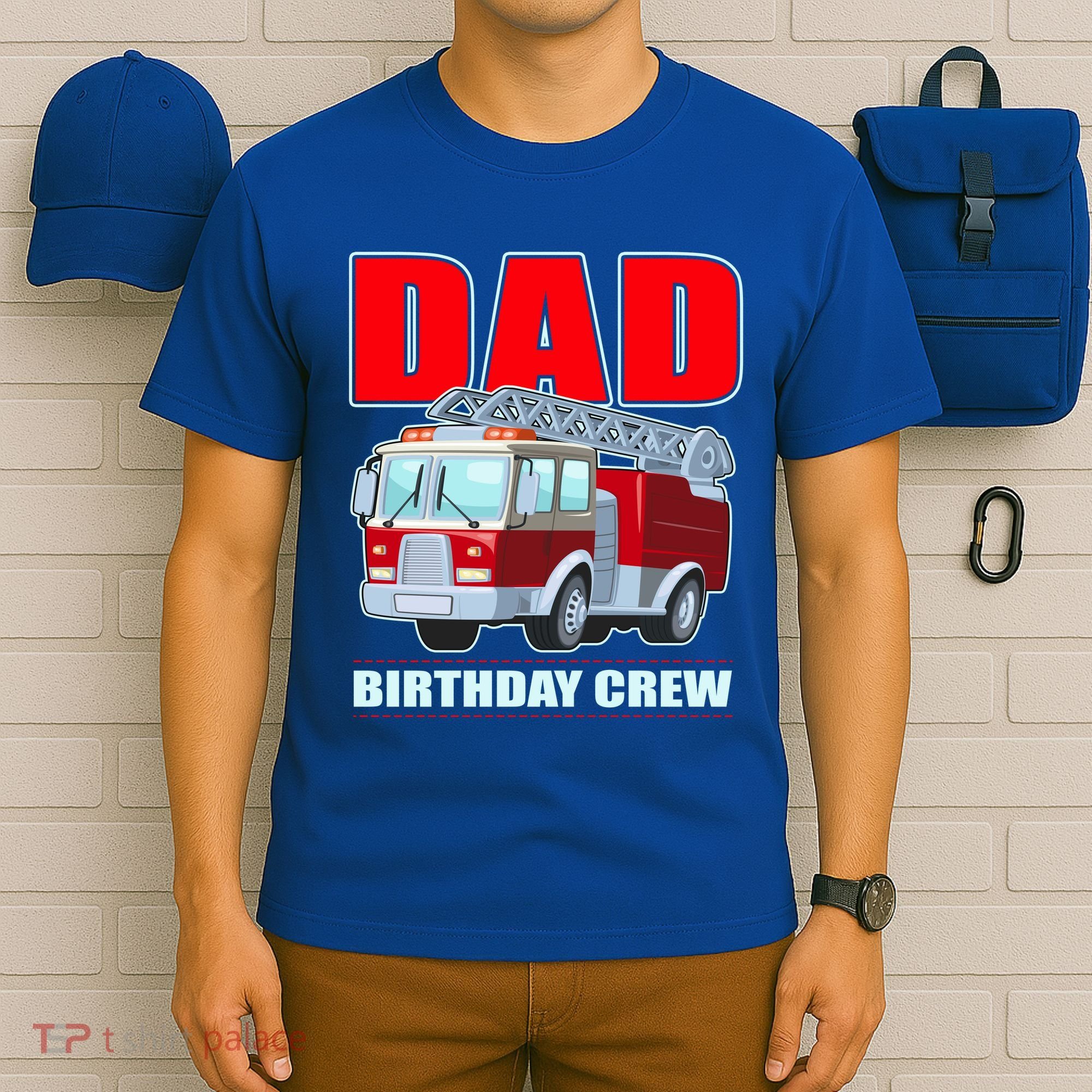 Cute Funny Dad Birthday Crew Firetruck T-Shirt