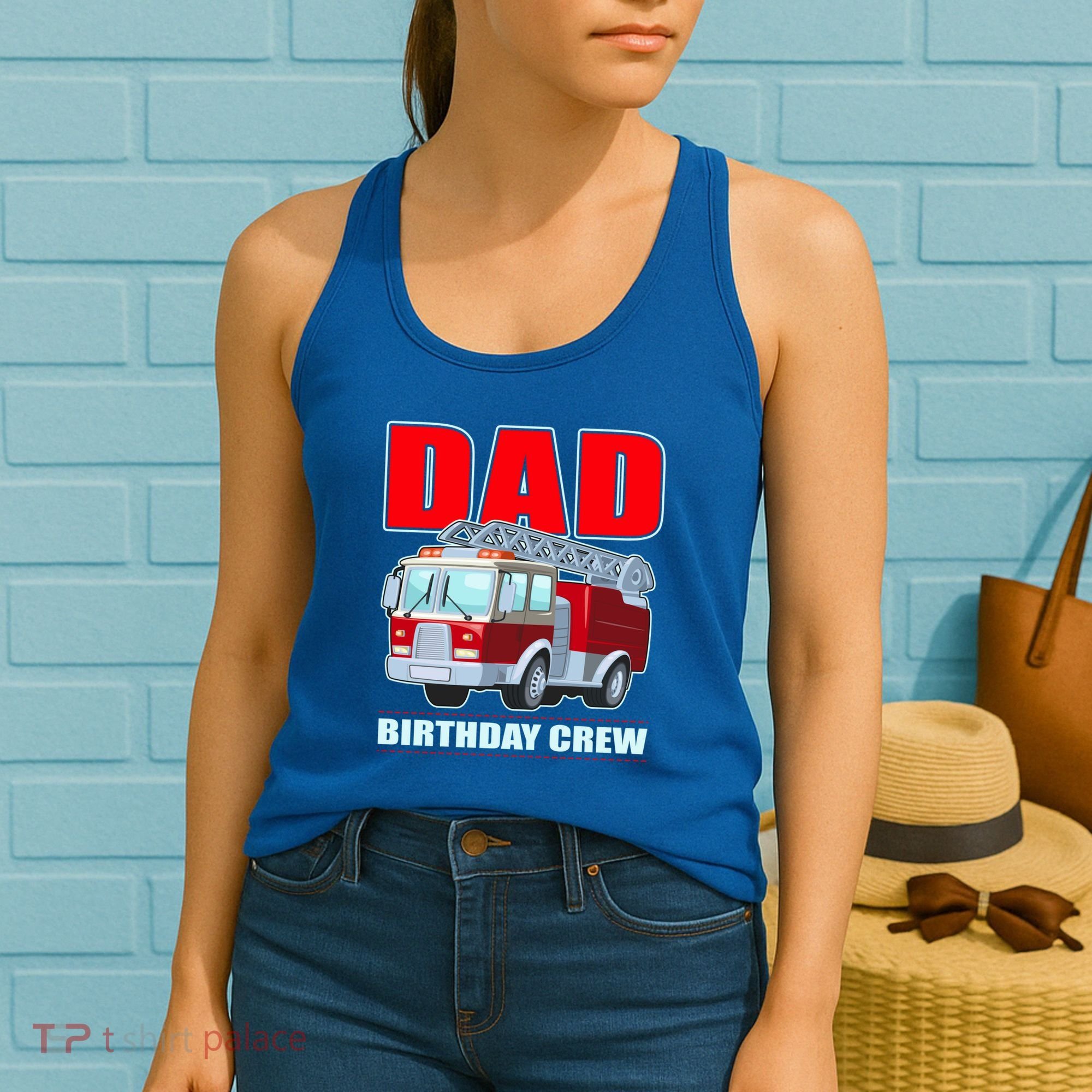 Cute Funny Dad Birthday Crew Firetruck Women's Tank Top