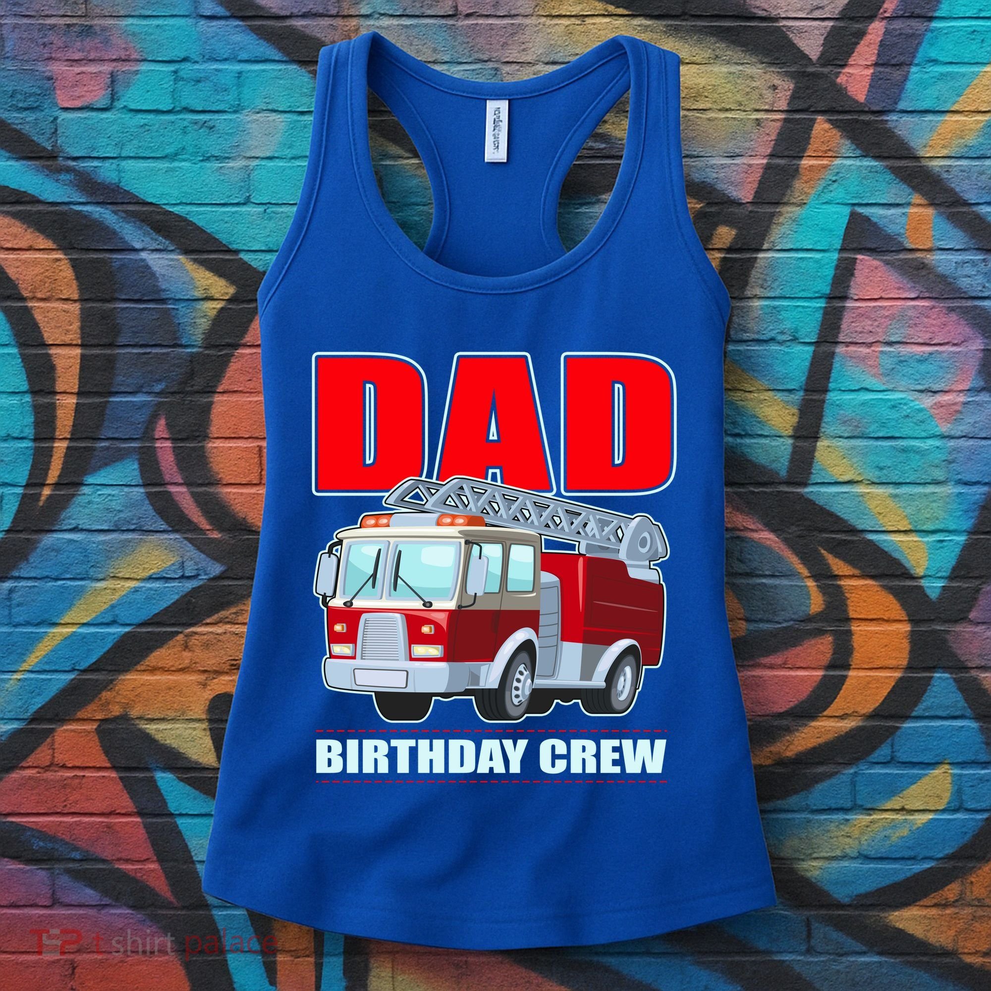 Cute Funny Dad Birthday Crew Firetruck Women's Tank Top