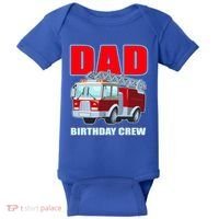 Cute Funny Dad Birthday Crew Firetruck Baby Bodysuit thumb 0