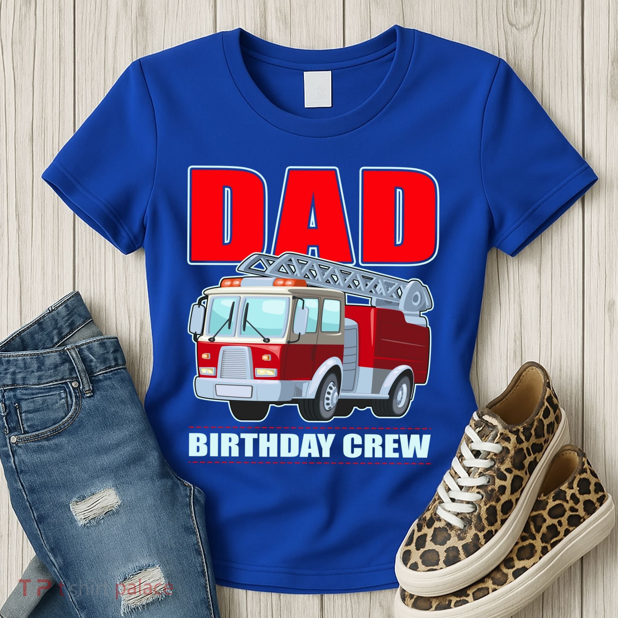 Cute Funny Dad Birthday Crew Firetruck Women's T-Shirt