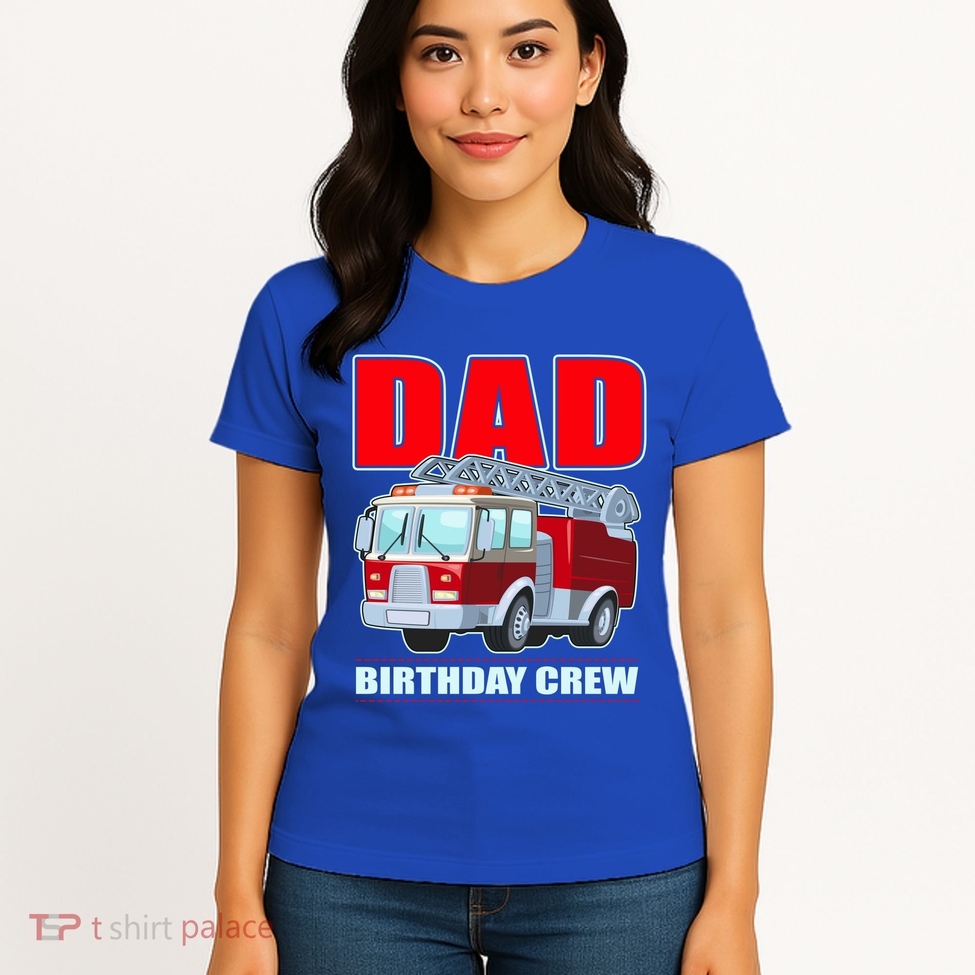 Cute Funny Dad Birthday Crew Firetruck Women's T-Shirt