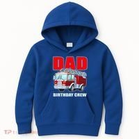 Cute Funny Dad Birthday Crew Firetruck Kids Hoodie thumb 0