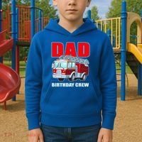Cute Funny Dad Birthday Crew Firetruck Kids Hoodie thumb 2