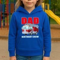 Cute Funny Dad Birthday Crew Firetruck Kids Hoodie thumb 3