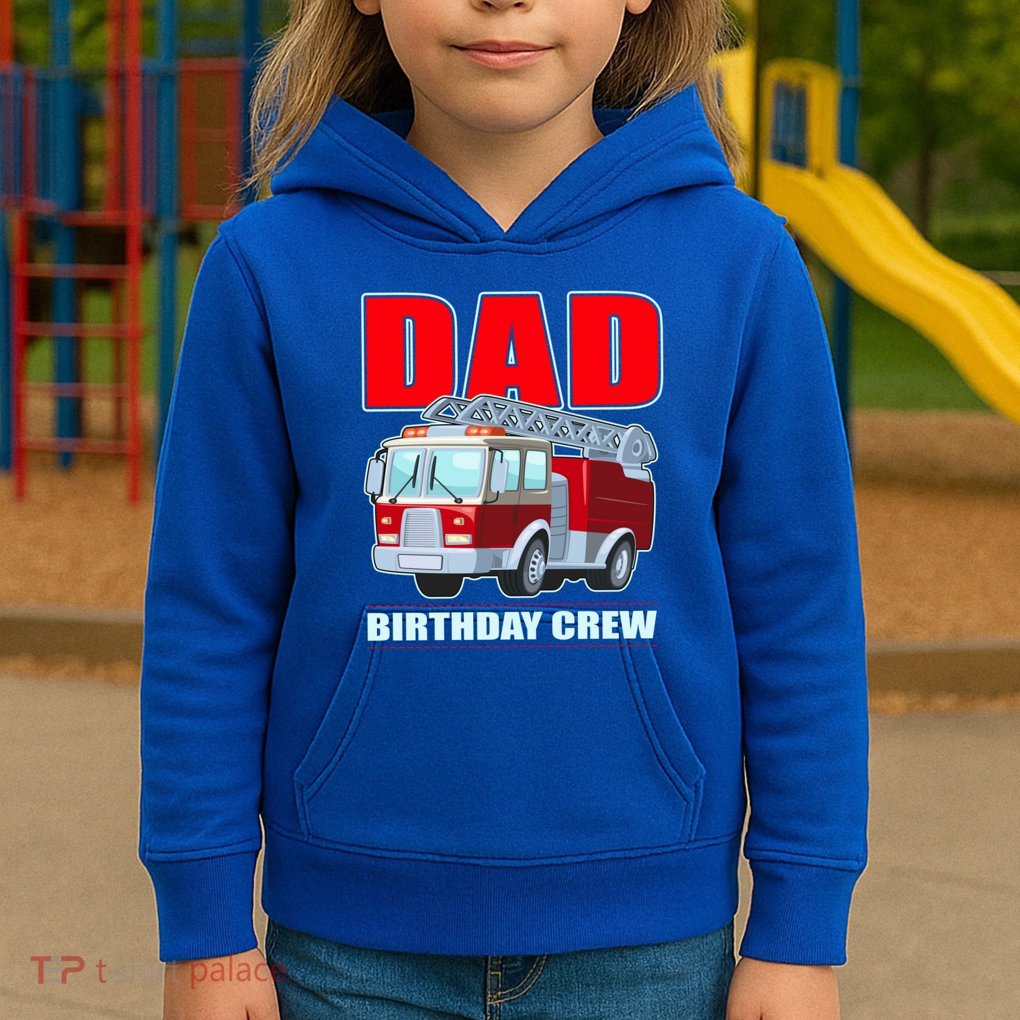 Cute Funny Dad Birthday Crew Firetruck Kids Hoodie