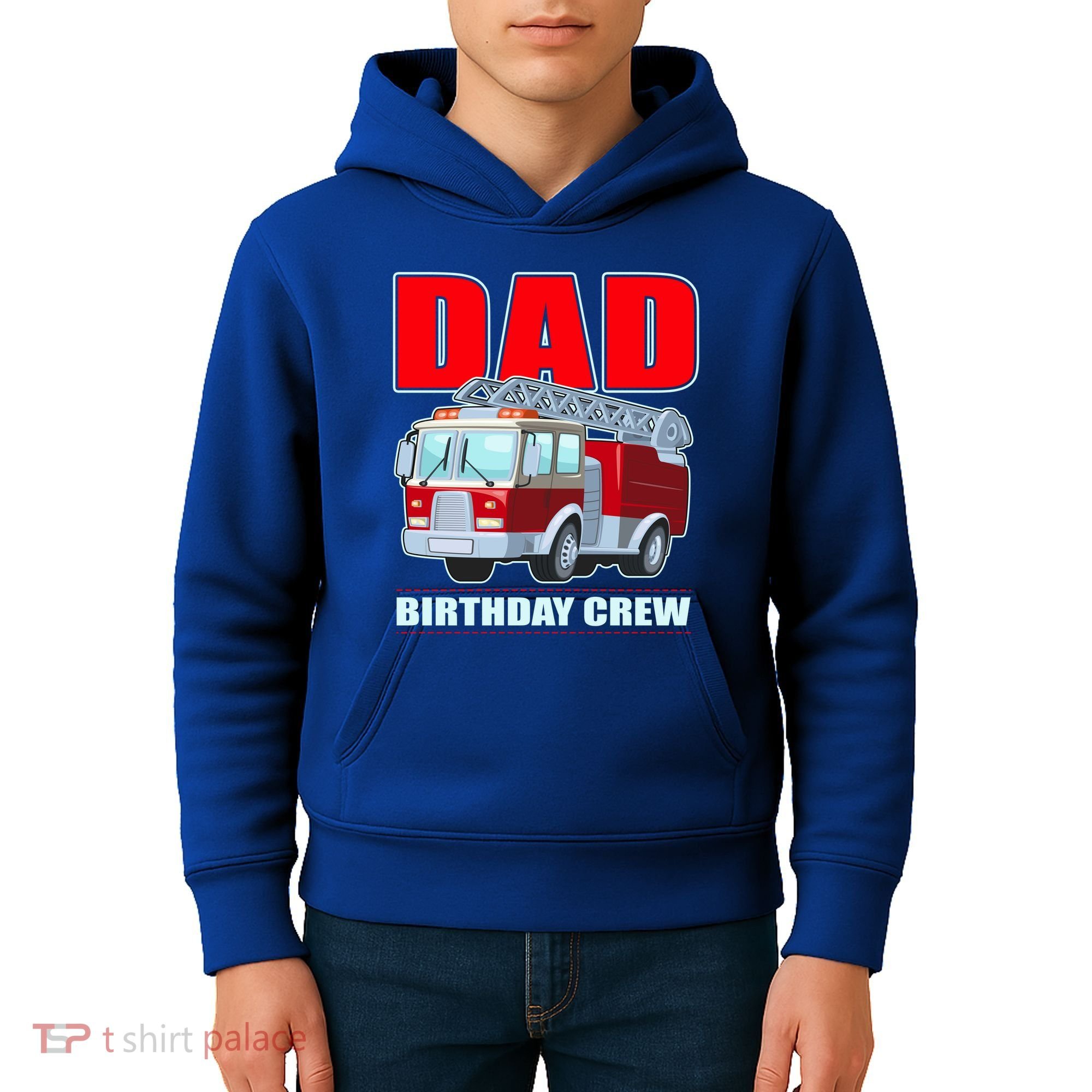 Cute Funny Dad Birthday Crew Firetruck Kids Hoodie