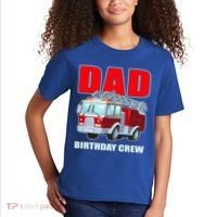 Cute Funny Dad Birthday Crew Firetruck Kids T-Shirt thumb 2