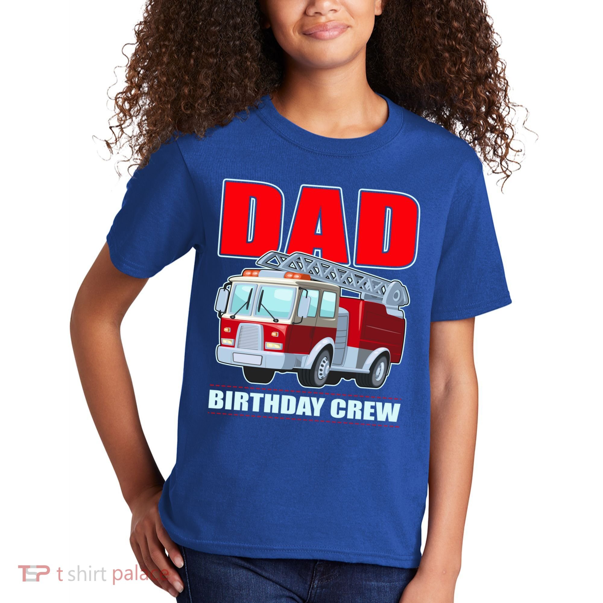 Cute Funny Dad Birthday Crew Firetruck Kids T-Shirt