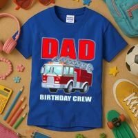 Cute Funny Dad Birthday Crew Firetruck Kids T-Shirt thumb 3