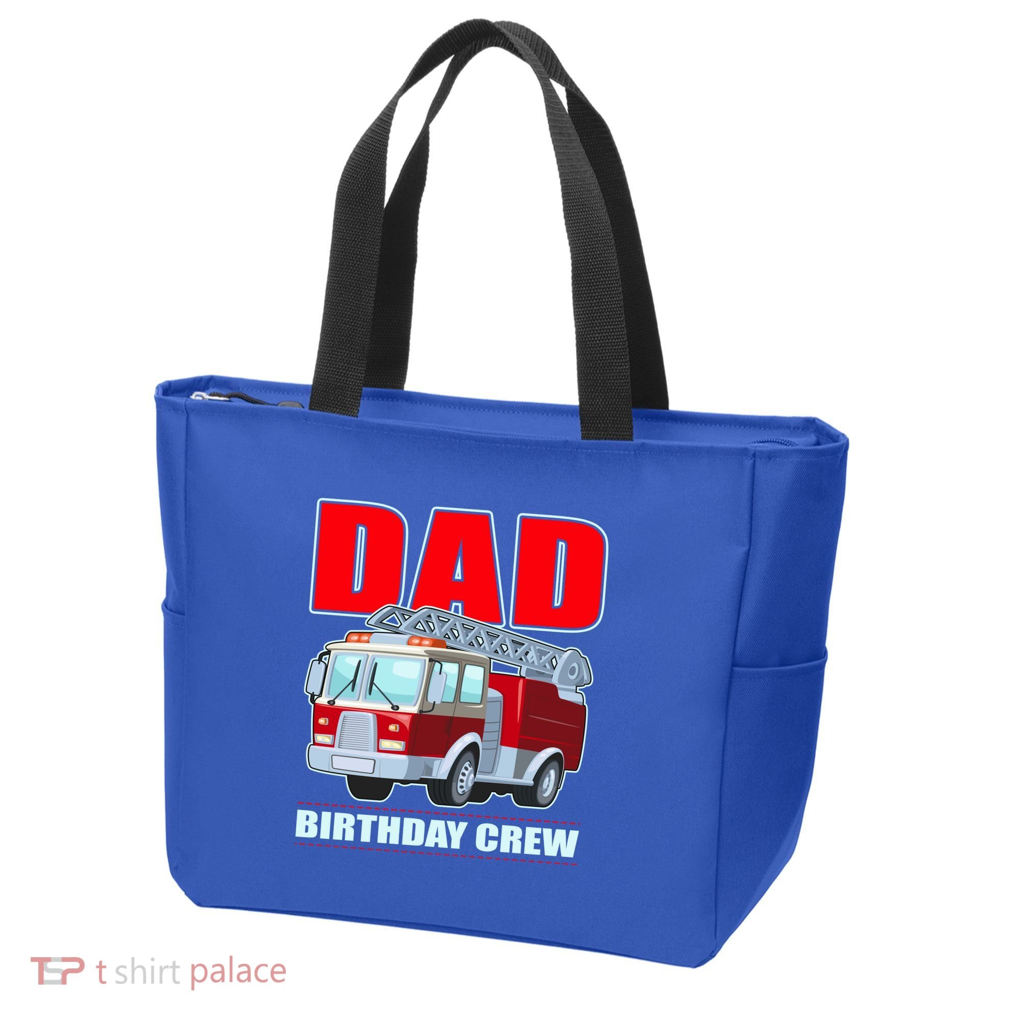 Cute Funny Dad Birthday Crew Firetruck Tote Bag