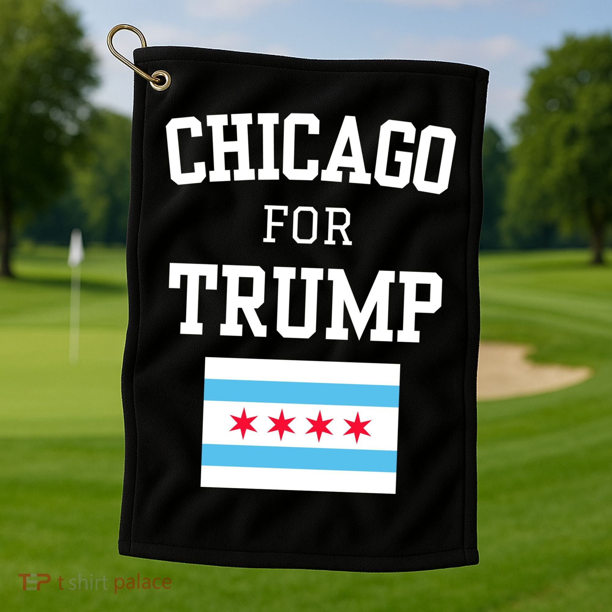 Chicago For Donald Trump 2024 Flag Golf Towel
