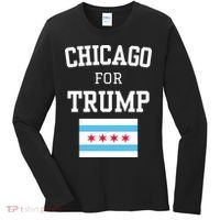Chicago For Donald Trump 2024 Flag Women's Long Sleeve Shirt thumb 0