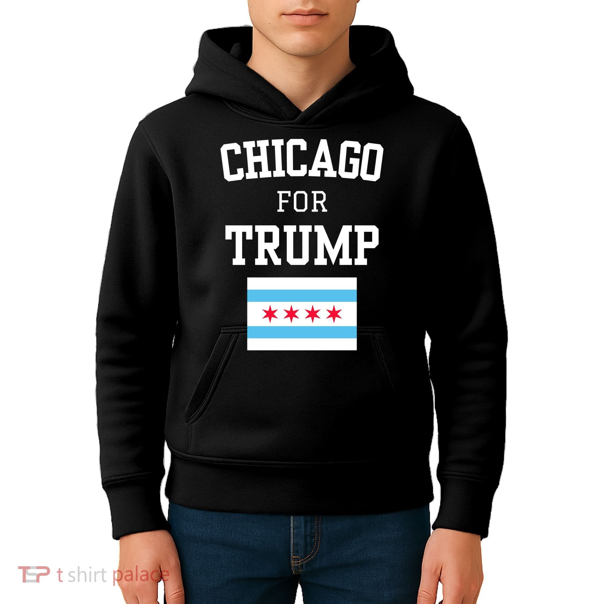Chicago For Donald Trump 2024 Flag Kids Hoodie
