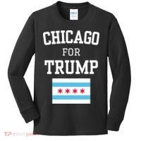 Chicago For Donald Trump 2024 Flag Kids Long Sleeve Shirt thumb 0
