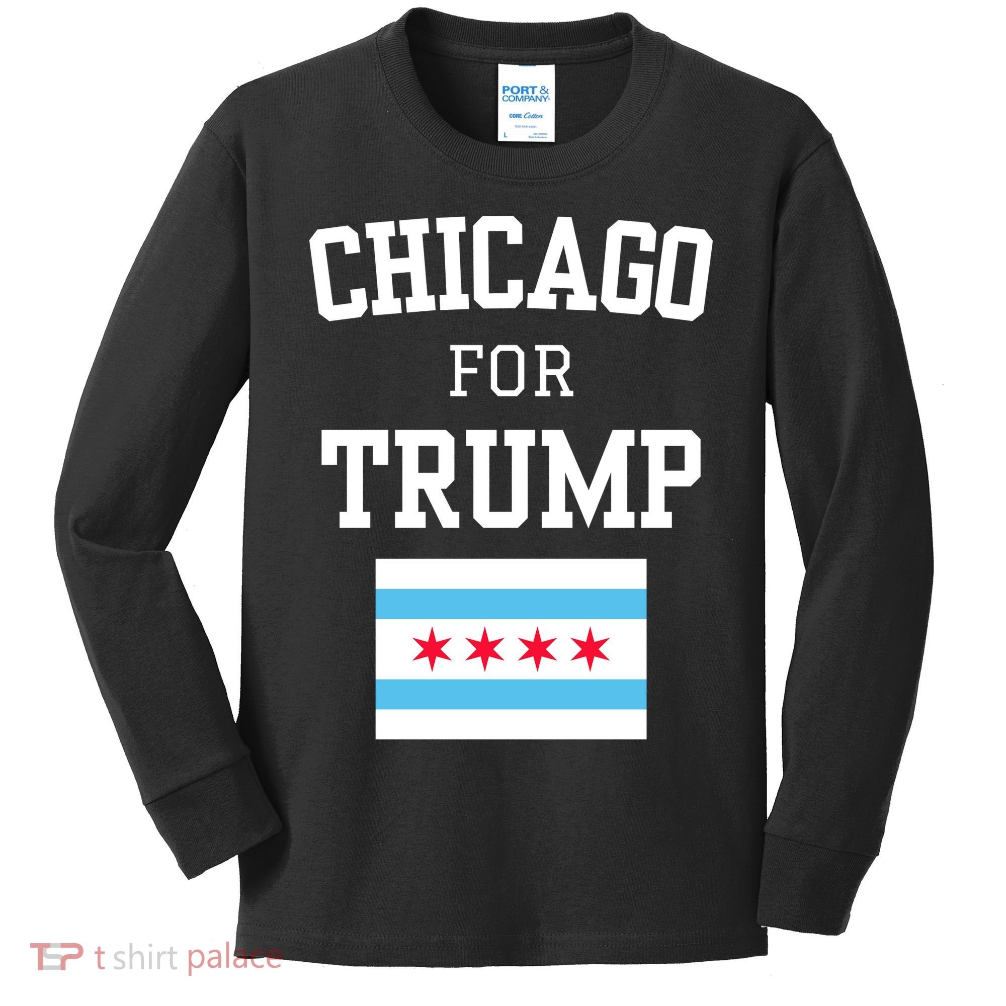 Chicago For Donald Trump 2024 Flag Kids Long Sleeve Shirt