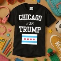 Chicago For Donald Trump 2024 Flag Kids T-Shirt thumb 3