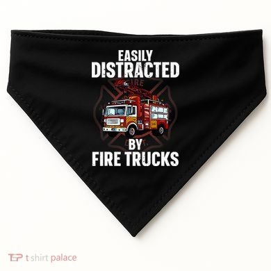 Cute Firefighter Design For Fireman Fire Truck USA-Made Doggie Bandana