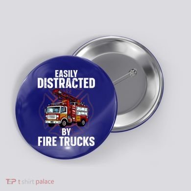 Cute Firefighter Design For Fireman Fire Truck Button