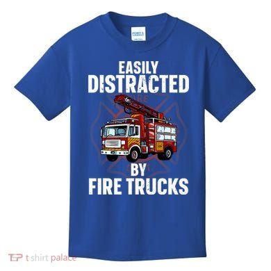 Cute Firefighter Design For Fireman Fire Truck Kids T-Shirt