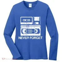 Cassette Floppy Disk Retro Never Forget Meaningful Gift Women's Long Sleeve Shirt thumb 0
